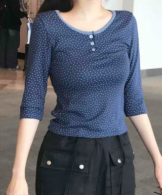 Unique Vintage U-Neck Short Sleeve T-Shirt