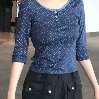 Unique Vintage U-Neck Short Sleeve T-Shirt