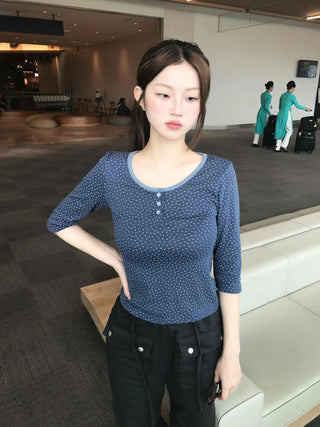 Unique Vintage U-Neck Short Sleeve T-Shirt