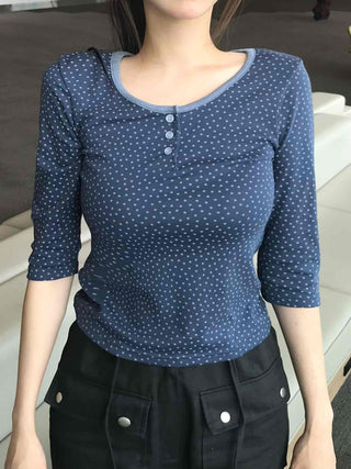 Unique Vintage U-Neck Short Sleeve T-Shirt