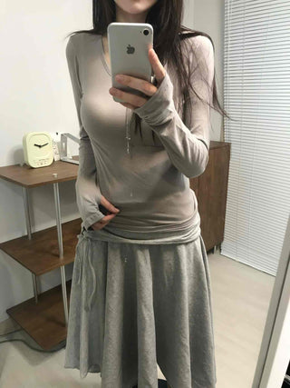 Lovely Cotton Tencel Long Sleeve T-shirt