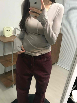 Lovely Cotton Tencel Long Sleeve T-shirt