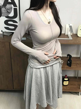 Lovely Cotton Tencel Long Sleeve T-shirt