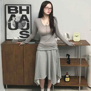 Lovely Cotton Tencel Long Sleeve T-shirt