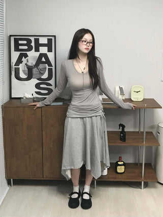 Lovely Cotton Tencel Long Sleeve T-shirt