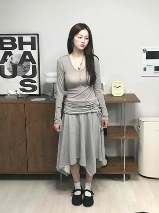 Lovely Cotton Tencel Long Sleeve T-shirt