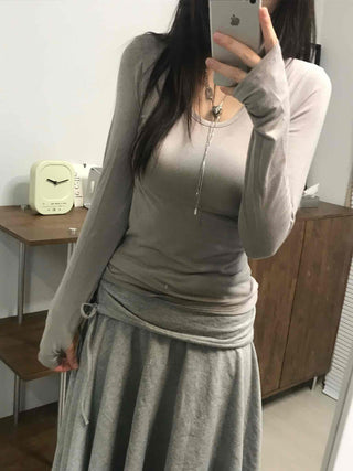 Lovely Cotton Tencel Long Sleeve T-shirt