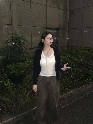 Natural, Super Pretty Fit Plain Knit Cardigan