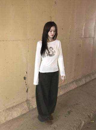 Daily Plain Wide Long Pants