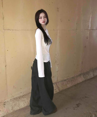 Daily Plain Wide Long Pants