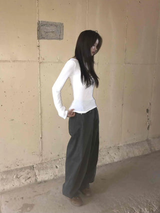 Daily Plain Wide Long Pants