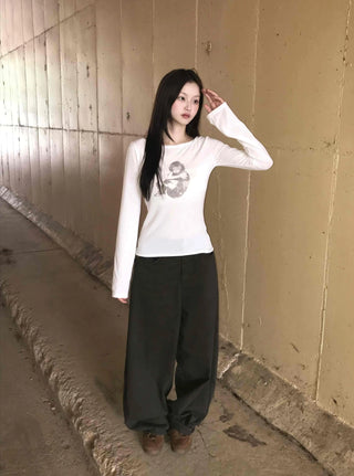 Daily Plain Wide Long Pants