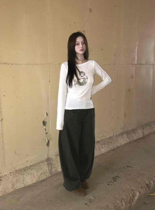 Daily Plain Wide Long Pants