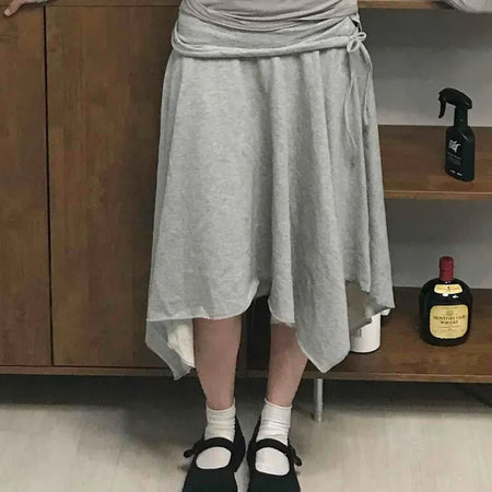 Basic Midi Cotton Plain Midi Skirt