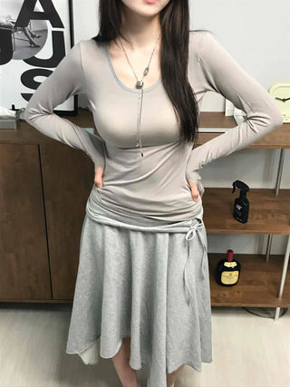 Basic Midi Cotton Plain Midi Skirt