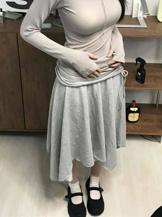 Basic Midi Cotton Plain Midi Skirt