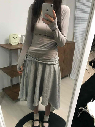 Basic Midi Cotton Plain Midi Skirt