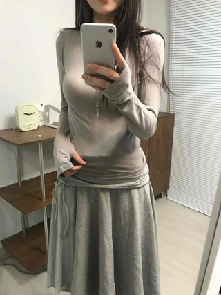 Basic Midi Cotton Plain Midi Skirt