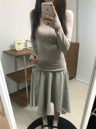 Basic Midi Cotton Plain Midi Skirt