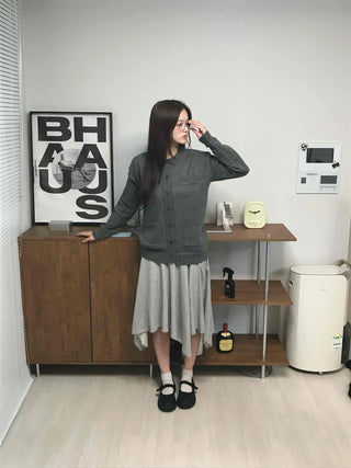 Basic Midi Cotton Plain Midi Skirt