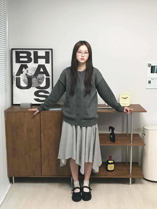 Basic Midi Cotton Plain Midi Skirt