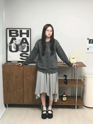 Basic Midi Cotton Plain Midi Skirt