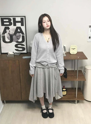 Basic Midi Cotton Plain Midi Skirt