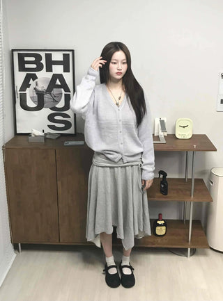 Basic Midi Cotton Plain Midi Skirt