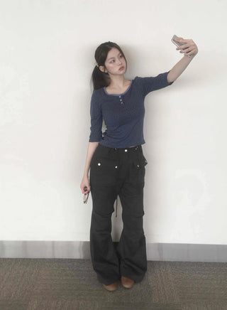 Trendy Techwear Plain Cotton Long Pants
