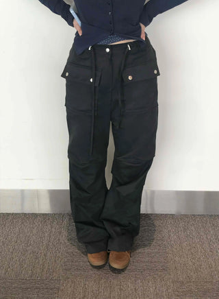 Trendy Techwear Plain Cotton Long Pants
