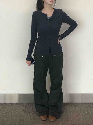 Trendy Techwear Plain Cotton Long Pants