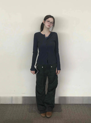 Trendy Techwear Plain Cotton Long Pants
