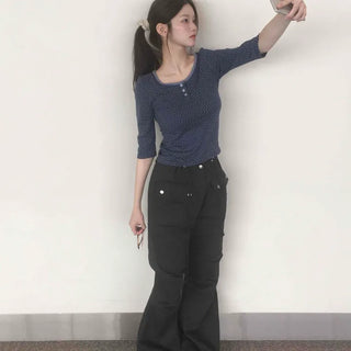 Trendy Techwear Plain Cotton Long Pants