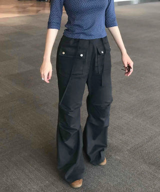 Trendy Techwear Plain Cotton Long Pants