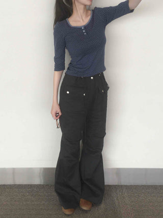 Trendy Techwear Plain Cotton Long Pants