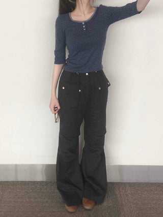 Trendy Techwear Plain Cotton Long Pants