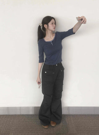 Trendy Techwear Plain Cotton Long Pants