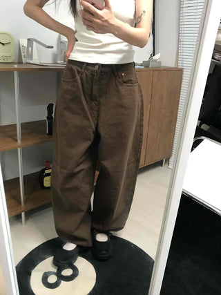 Simple Pocket Cotton Plain Long Pants