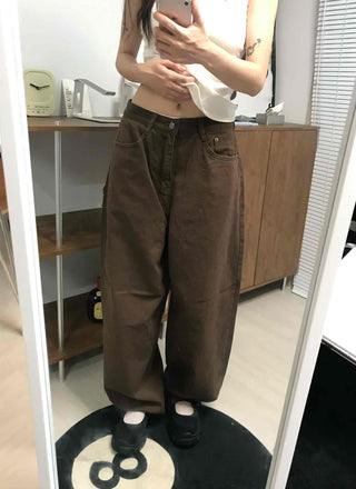 Simple Pocket Cotton Plain Long Pants