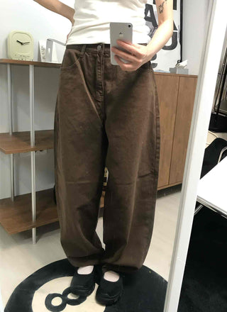 Simple Pocket Cotton Plain Long Pants