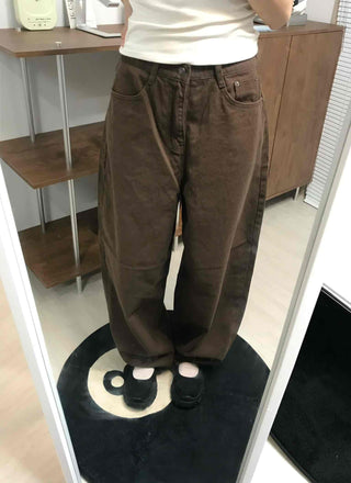 Simple Pocket Cotton Plain Long Pants