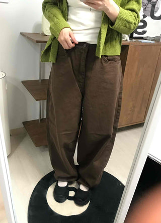Simple Pocket Cotton Plain Long Pants