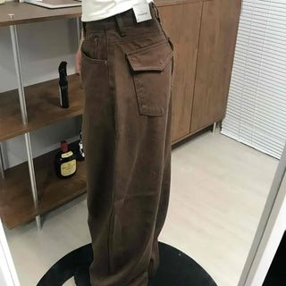 Simple Pocket Cotton Plain Long Pants