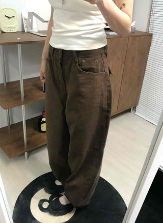 Simple Pocket Cotton Plain Long Pants
