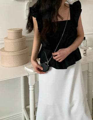 Tino ribbon frill sleeveless blouse