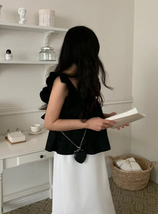 Tino ribbon frill sleeveless blouse
