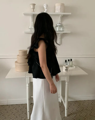 Tino ribbon frill sleeveless blouse