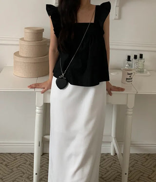 Tino ribbon frill sleeveless blouse