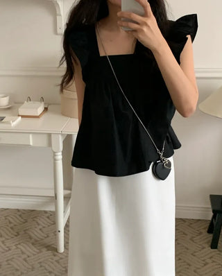 Tino ribbon frill sleeveless blouse