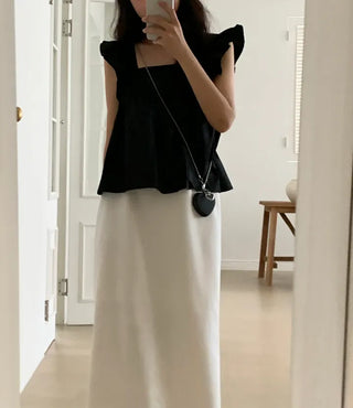 Tino ribbon frill sleeveless blouse